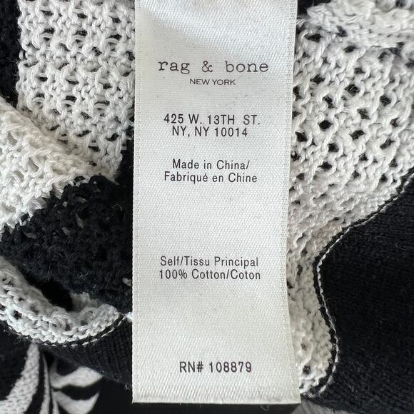 Rag & Bone White Black Sweater Striped Knit Crew Neck Cold Shoulder Sz M Medium - Picture 9 of 10
